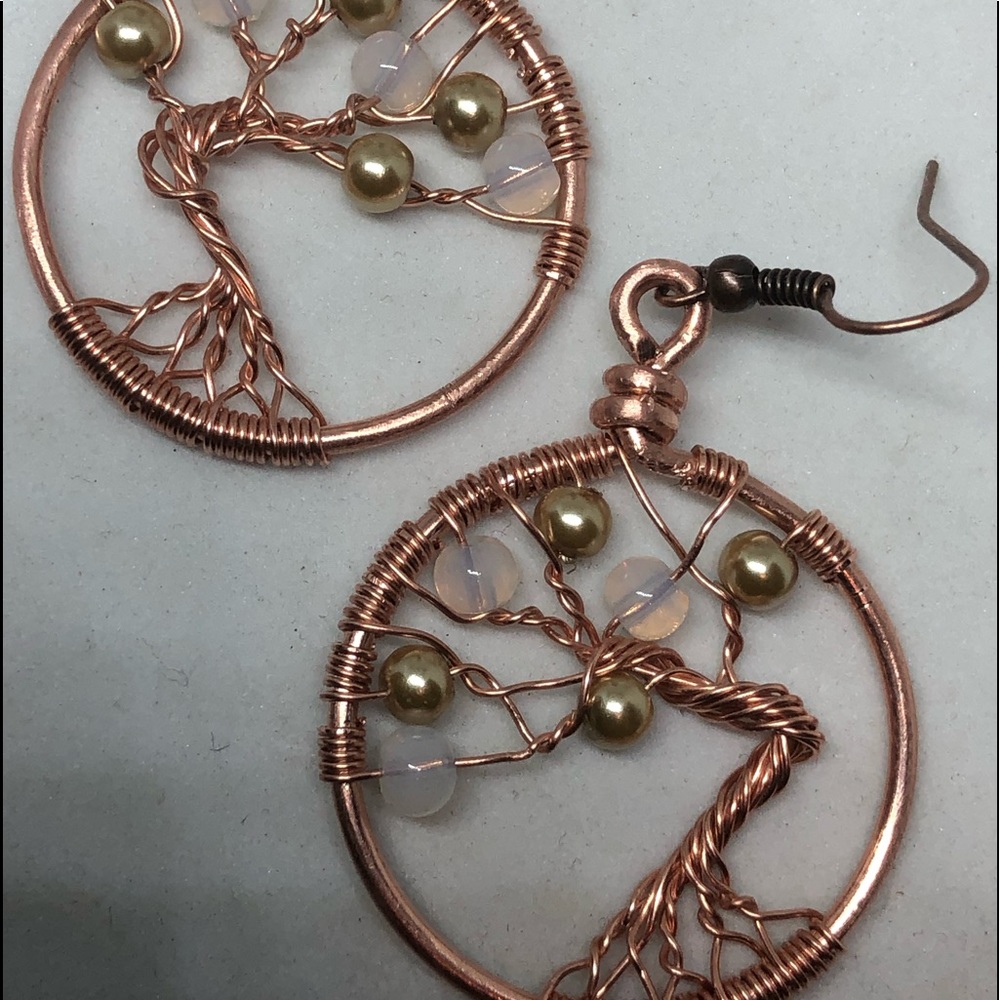Wire wrapped Tree of Life earrings
